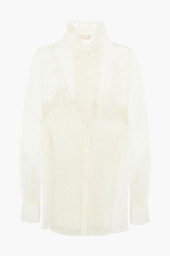 TORY BURCH Hemd aus Organza mit eingewebten Punkten und Rüschen
