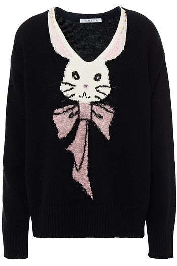 VIVETTA Embellished wool-intarsia sweater