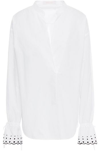 SEE BY CHLOÉ Embroidered pleated cotton-poplin shirt