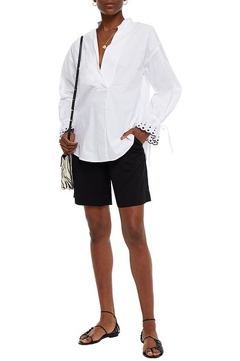 SEE BY CHLOÉ Embroidered pleated cotton-poplin shirt