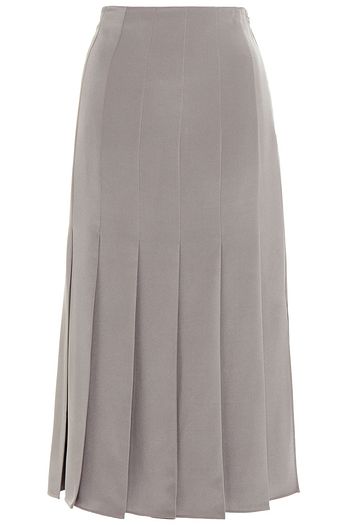JOSEPH Pleated silk-satin midi skirt