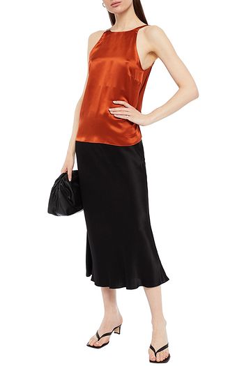 GINIA Open-back silk-satin crepe top