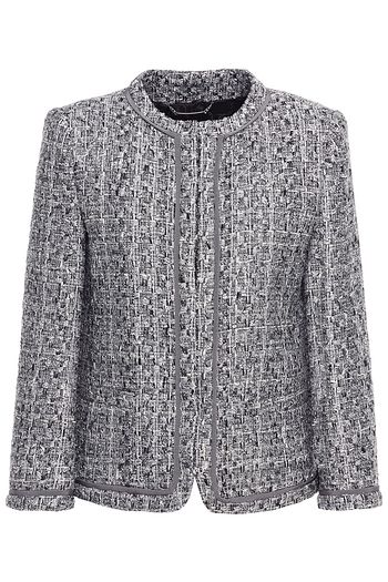 ALBERTA FERRETTI Grosgrain-trimmed metallic tweed jacket