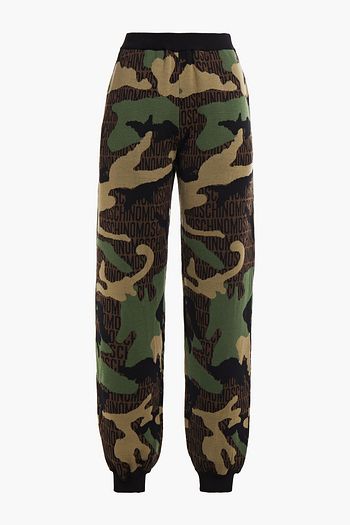MOSCHINO Jacquard-knit wool track pants