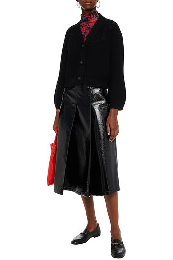 VIVETTA Pleated faux leather midi skirt