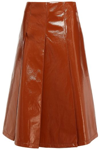 VIVETTA Pleated faux leather midi skirt