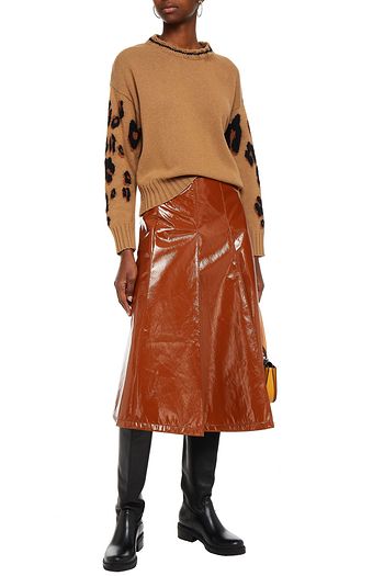 VIVETTA Pleated faux leather midi skirt