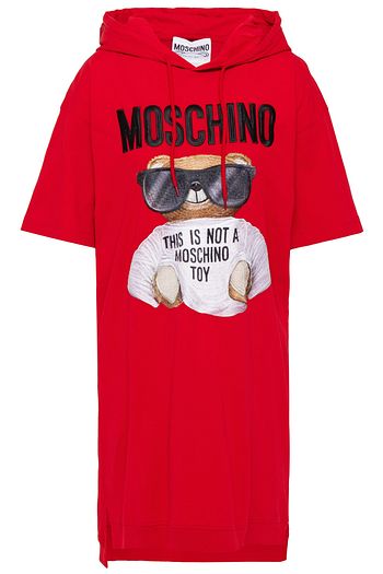 MOSCHINO Embroidered cotton-jersey hooded mini dress