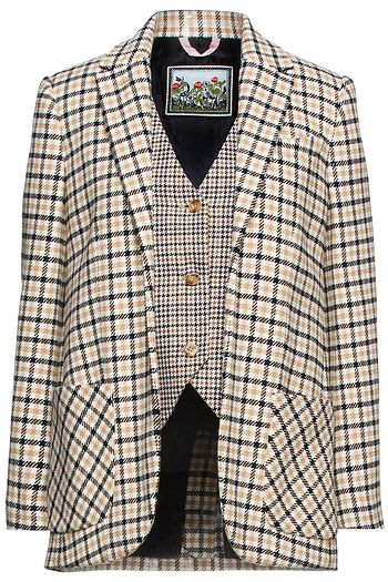 VIVETTA Layered houndstooth tweed blazer