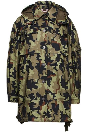 VIVETTA Camouflage-print cotton-blend hooded coat