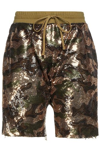 R13 Frayed sequined French cotton-terry shorts
