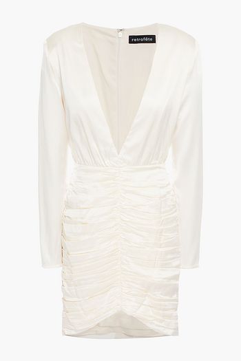 RETROFÊTE Brea ruched silk-blend satin mini dress