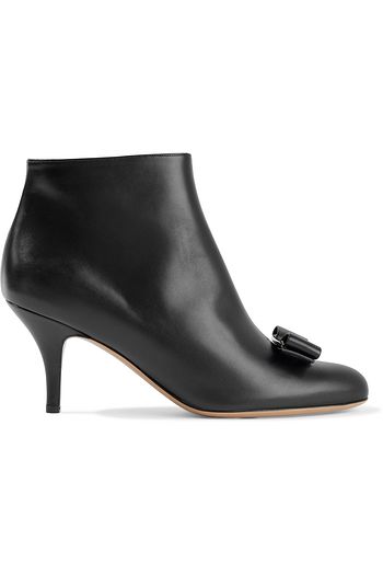 SALVATORE FERRAGAMO Longi bow-embellished leather ankle boots