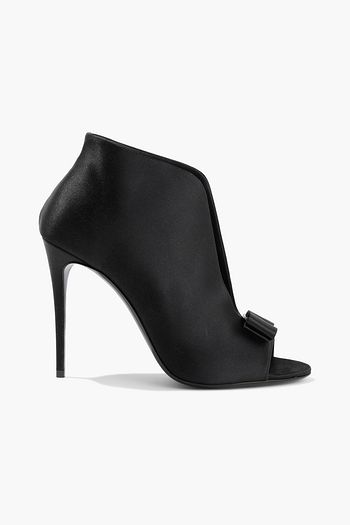 SALVATORE FERRAGAMO Lara bow-embellished satin ankle boots