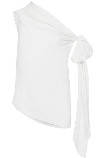 ROLAND MOURET Ozora off-the-shoulder bow-detailed silk crepe de chine top