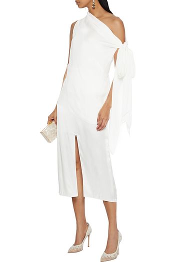 ROLAND MOURET Ozora off-the-shoulder bow-detailed silk crepe de chine top