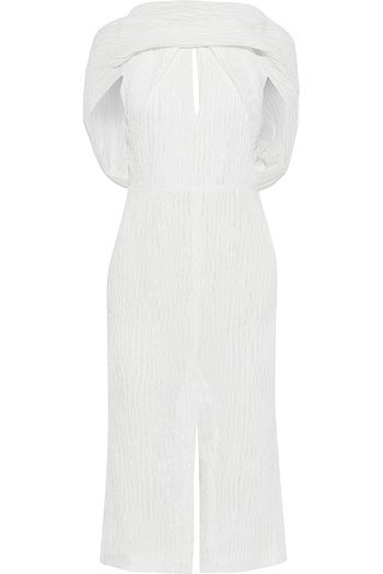 ROLAND MOURET Belem tie-back cutout silk-cloqué midi dress