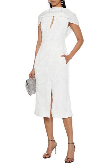 ROLAND MOURET Belem tie-back cutout silk-cloqué midi dress