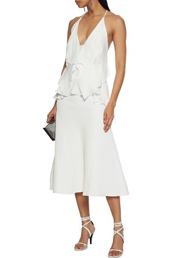 ROLAND MOURET Zenna ruffled silk crepe de chine camisole