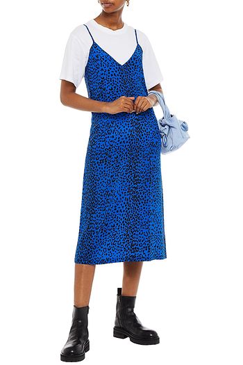 ÊTRE CÉCILE Leopard-print silk-crepe midi slip dress