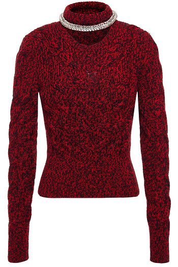 ALEXANDER MCQUEEN Embellished mélange wool turtleneck sweater