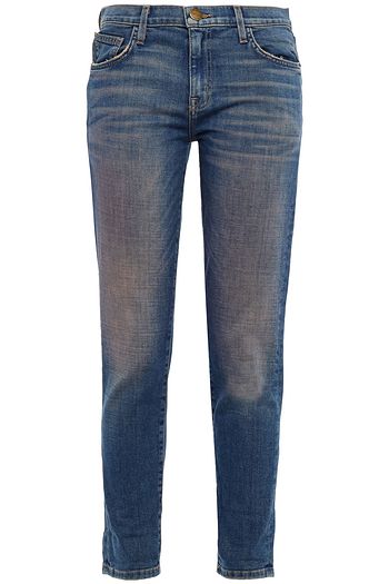 CURRENT/ELLIOTT Faded low-rise slim-leg jeans