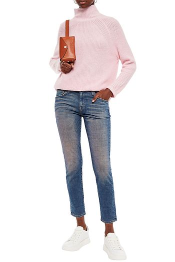 CURRENT/ELLIOTT Faded low-rise slim-leg jeans
