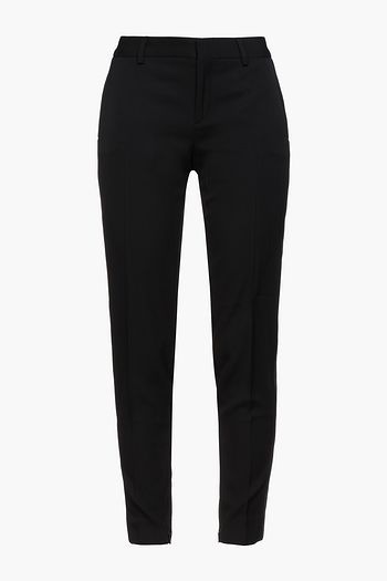 SAINT LAURENT Hose mit schmalem Bein aus Grain de Poudre aus Wolle mit Metallic-Besatz