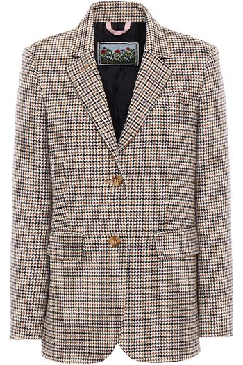 VIVETTA Button-embellished houndstooth tweed blazer