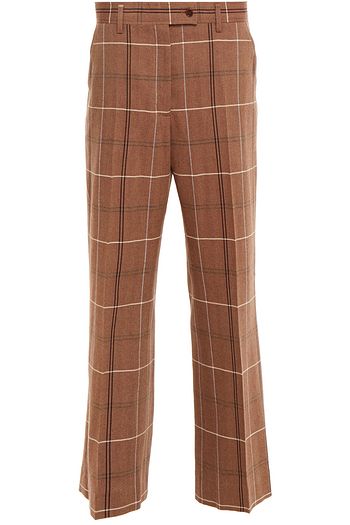 ACNE STUDIOS Checked herringbone wool and cotton-blend wide-leg pants