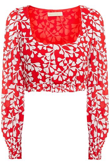 PALOMA BLUE Kira cropped gathered printed crepe top