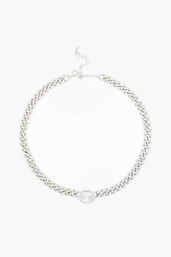 CZ BY KENNETH JAY LANE Rhodium-plated crystal necklace