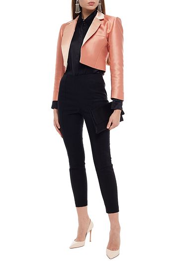 VANESSA COCCHIARO The Dorothy cropped satin-trimmed faille jacket