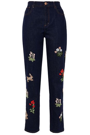 VIVETTA Embroidered high-rise slim-leg jeans