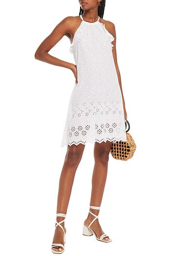 I.D. SARRIERI Ruffled broderie anglaise cotton mini dress