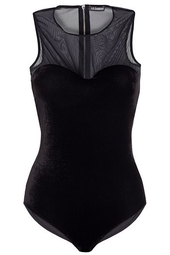 I.D. SARRIERI Tulle-paneled velvet bodysuit