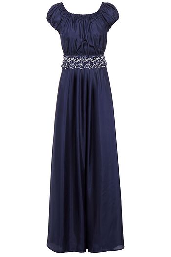 I.D. SARRIERI Embroidered gathered silk-blend voile maxi dress
