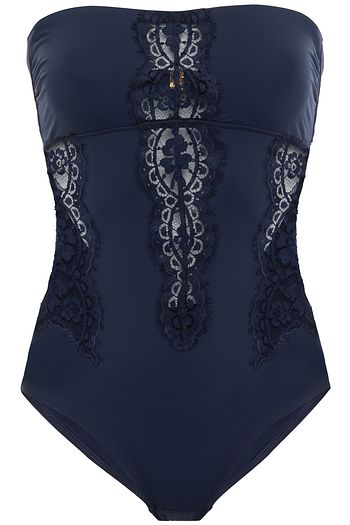 I.D. SARRIERI Lace-paneled cutout bandeau swimsuit