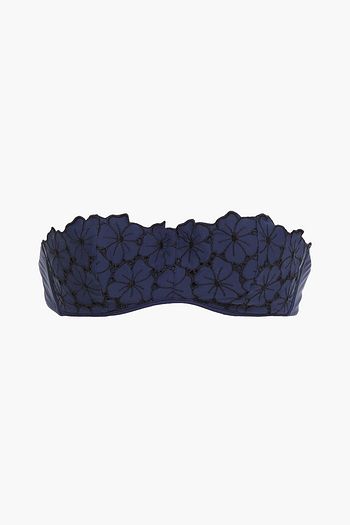 I.D. SARRIERI Broderie anglaise-paneled bandeau bikini top