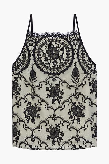 MYLA Cassland Road layered silk-blend Leavers lace and crepe de chine camisole