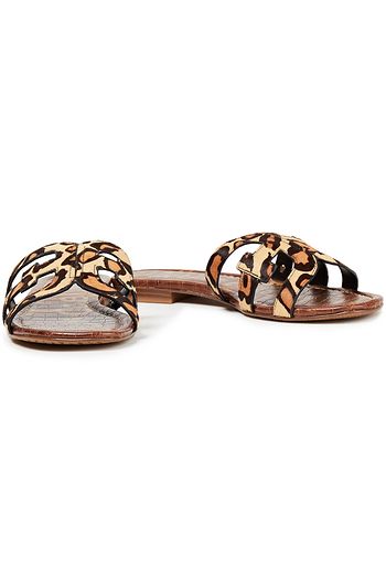 SAM EDELMAN Leopard-print calf hair slides