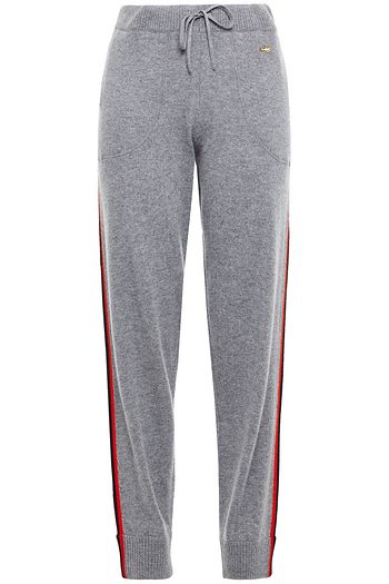 BELLA FREUD Suzuka appliquéd mélange cashmere-blend track pants