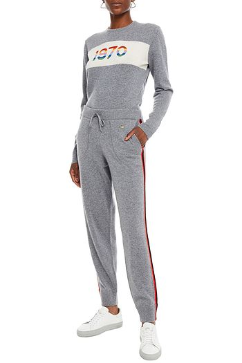 BELLA FREUD Suzuka appliquéd mélange cashmere-blend track pants