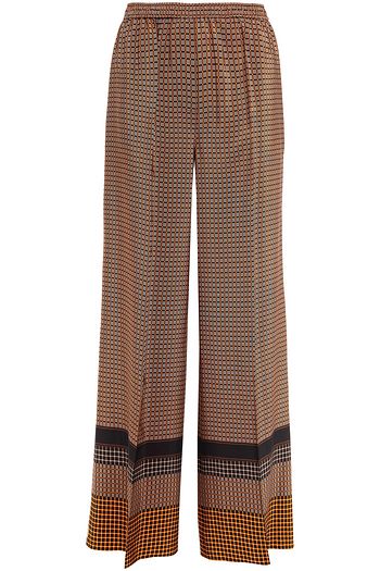 JOSEPH Pleated printed silk-satin wide-leg pants