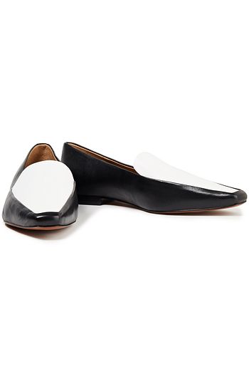 SAM EDELMAN Two-tone leather and faux leather loafers