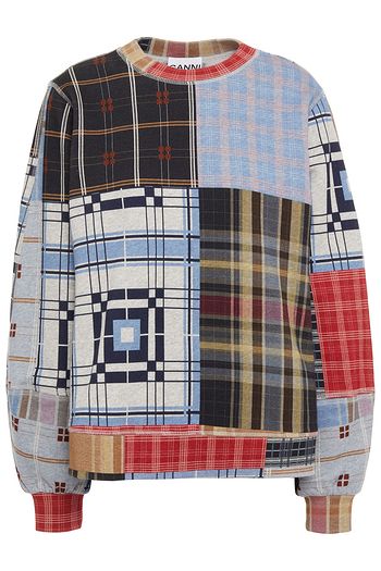 GANNI Patchwork-effect printed cotton-fleece sweatshirt