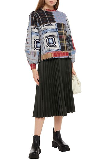 GANNI Patchwork-effect printed cotton-fleece sweatshirt