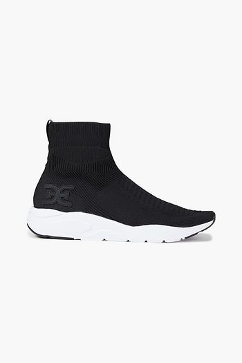 SAM EDELMAN Logo-appliquéd stretch-knit slip-on sneakers