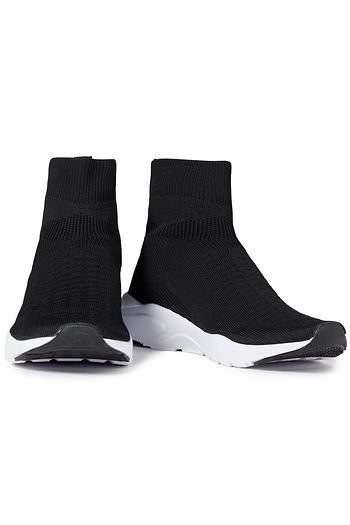 SAM EDELMAN Logo-appliquéd stretch-knit slip-on sneakers