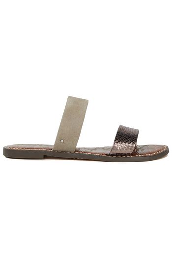 SAM EDELMAN Faux snake-effect leather and suede slides